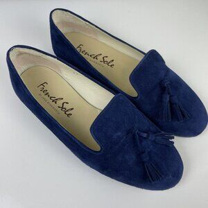 French Sole Blue Suede Ballet Flats Made in Spain by Jane Winkworth Womens 37 EU
